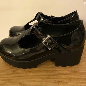 Black T Strap Mary Janes Platform Shoes